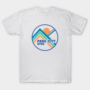 Park City Retro Circle Graphic Blue No Background T-Shirt